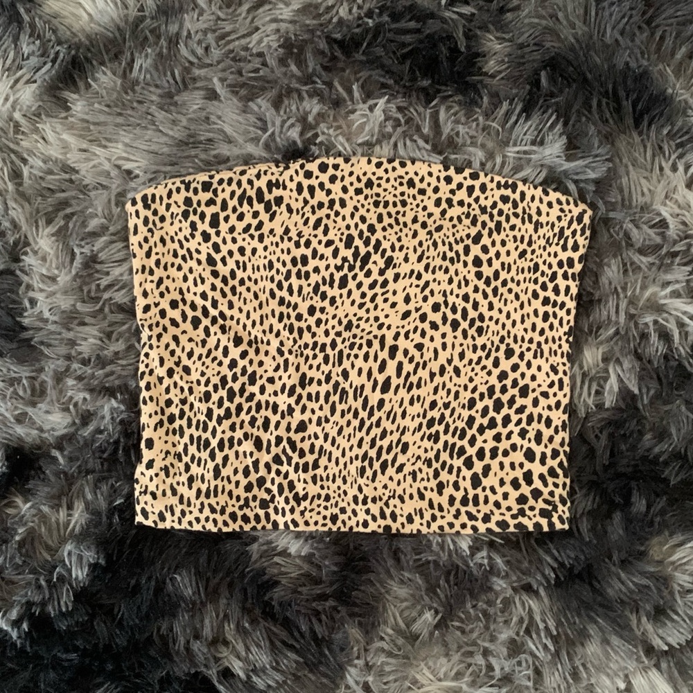 Brandy Melville Leopard Print Cropped Tube Top